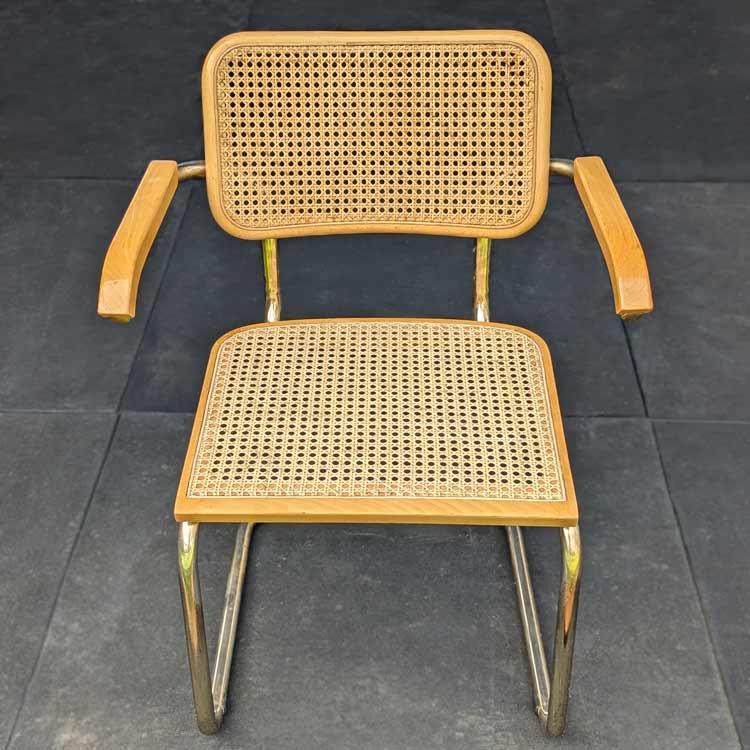 The cane webbing was replaced on this chair