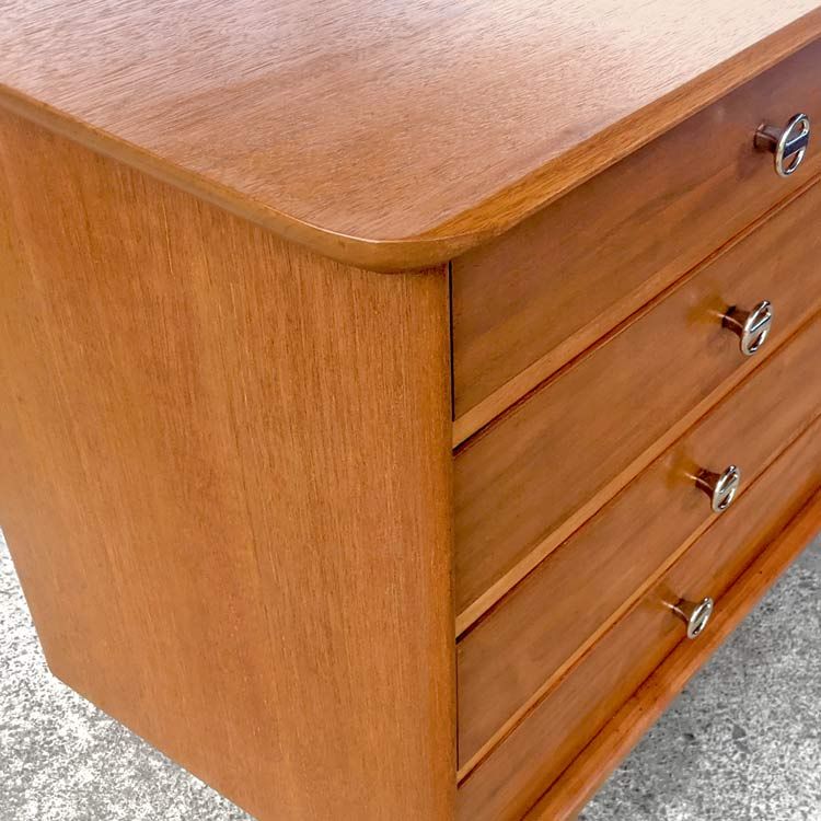This mid century console was repaired and refinished